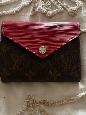 Inspired Brown, Red Monogram Wallet with red flap